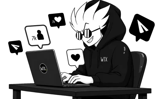 Syncup mascot working on a laptop with task bubbles